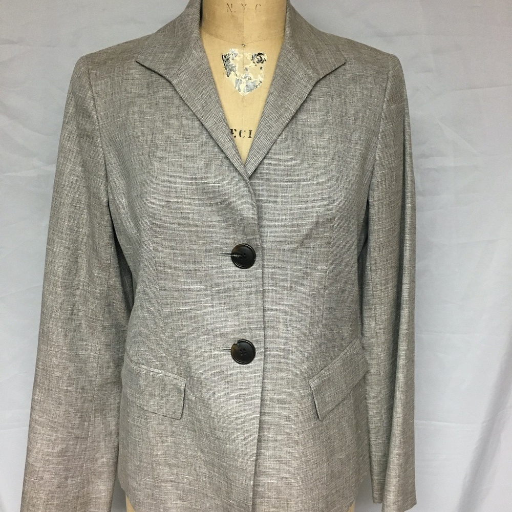 Lafayette 148 Alexa Linen Blend Blazer/Jacket 4 ESPRM Brown NWT $498 MJK76R-4948